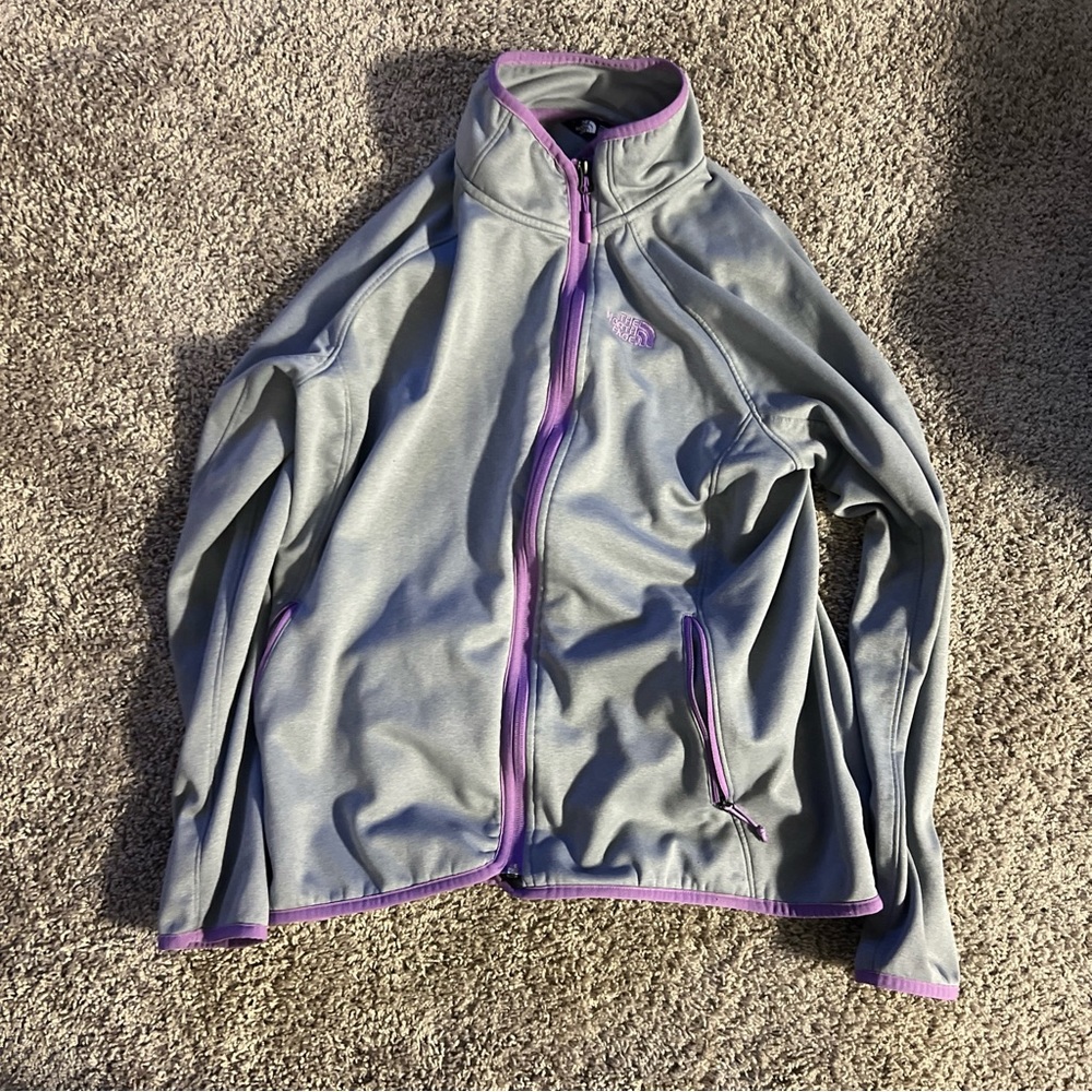 North Face Medium Arcata Full Zip Jacket Grey & Purple Size XL